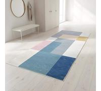 LIKE IT MORE Alfombra moderna para salón, dormitorio, cocina y pasillo, lavable, antideslizante, alfombra grande, color beige, gris, azul, blanco, 80 x 300 cm (Uranus rosa)