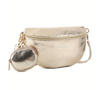 LIKEBAG Bolso de Cintura Metálico Chic - Bandolera Versátil en Dorado/, PVC con Cierre de Cremallera, Casual y Plegable para Uso Diario, Pequeño Bolso Cruzado