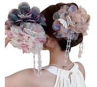 Likeggoad 3 pinzas de mariposa elegantes con flores francesas, pasadores para el cabello, accesorios para el cabello para mujeres y niñas (color mezclado)