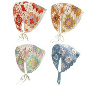 Likeggoad 4 diademas de ganchillo, pañuelos de ganchillo para la cabeza, pañuelos de punto hechos a mano para mujeres y niñas (patrón vívido)