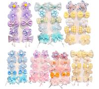 Likeggoad Bonitas cintas para el pelo de bebé, 40 pinzas de pelo con broche de arco iris, pasadores para niñas, pinzas para el pelo antideslizantes totalmente forradas con flores, accesorios para el