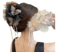 Likeggoad Paquete de 2 pinzas de mariposa para el pelo, pinzas grandes para el cabello, pinzas de mariposa para mujeres y niñas (blanco, negro)