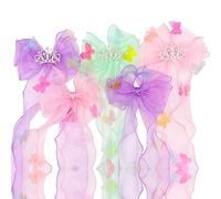 Likeggoad Paquete de 5 lazos coloridos para el pelo para niñas, lazos coloridos para el pelo, lazos de princesa, pinzas de cocodrilo, lazos grandes para el pelo para fiesta de cumpleaños de niñas