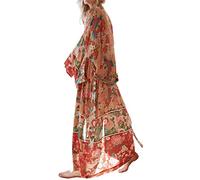LikeJump Chiffon Boho Kimono Vestido de Playa de Talla Grande Bikini Largo de Verano Cover Up para Mujer