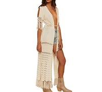 LikeJump Knit Crochet Kimono Vestido Cárdigan para Mujer Traje de Baño de Playa