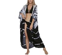 LikeJump Mujer Bohemia Cardigan Vestido de Playa Maxi Kaftan Kimono Pareos Bikini Cover Ups
