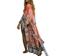 LikeJump Mujer Vestido de Playa Floral Kimono para Bañador Pareos Camisa Larga de Verano Cover Ups