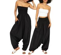 likemary Mono largo bandeau o pantalón afgano de algodón 2 en 1 Negro