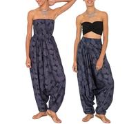 likemary - Mono para mujer, Reino Unido, se puede bajar a pantalones de cintura elástica, traje 2 en 1, monos de algodón de talla única que se convierten en pantalones harén de verano con bolsillos,