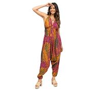 likemary Overol para mujer, cómodo y sexy, overol halter con bolsillos, talla única, estilo bohemio, para verano, Pavo real fucsia, Talla única