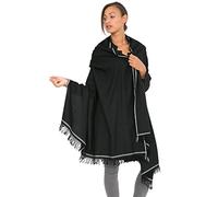 likemary Shoreditch Bufanda Pashmina Mantón Mujer de Lana Merina - Chal Fular Extra Grande para Invierno - 100% Lana Merina Pura Tejida a Mano - Regalo para Mujer Comercio Justo Negro