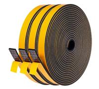 LIKERAINY Burletes Puertas Tira de Sellado 13x3mm Sello de Espuma Autoadhesiva Burlete de Goma para Puerta Ventana Cinta para Anti Frío Aislante Ruido y Colisión Negro 3 Rollos 18 Metros