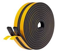 LIKERAINY Burletes Puertas Tira de Sellado 13x6,5mm Sello de Espuma Autoadhesiva Burlete de Goma para Puerta Ventana Cinta para Anti Frío Aislante Ruido y Colisión Negro 2 Rollos 8 Metros