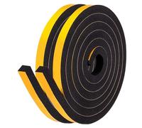 LIKERAINY Burletes Puertas Tira de Sellado 13x9,5mm Sello de Espuma Autoadhesiva Burlete de Goma para Puerta Ventana Cinta para Anti Frío Aislante Ruido y Colisión Negro 2 Rollos 4 Metros