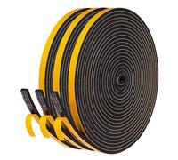 LIKERAINY Burletes Puertas Tira de Sellado 7x3mm Sello de Espuma Autoadhesiva Burlete de Goma para Puerta Ventana Cinta para Anti Frío Aislante Ruido y Colisión Negro 3 Rollos 18 Metros
