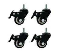 LIKERAINY Ruedas Giratorias Ruedas Giratoria de PE con Freno IC4811A Giro de 360 Rueda con Rosca de Montaje para Muebles Gabinete Armarios Diámetro Ø 40mm Paquete de 4