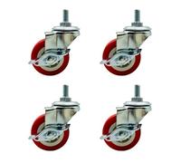 LIKERAINY Ruedas Giratorias Ruedas Giratoria de PU con Freno IC4214A Giro de 360 Rueda con Rosca de Montaje para Muebles Gabinete Armarios Diámetro Ø 50mm Paquete de 4