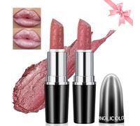 Likesing 2 Piezas Pintalabios Permanente Purpurina Rojo Labiales Mate Larga Duracion Labial Lip Tint Gloss Stain Brillo Tinta Barra de Labios Tinte Labios Lipstick Set Kit Maquillaje Mujer Regalo