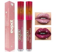 Likesing 2 Piezas Pintalabios Permanente Purpurina Rojo Labiales Mate Larga Duracion Labial Lip Tint Gloss Stain Brillo Tinta Barra de Labios Tinte Labios Lipstick Set Kit (2 Piezas (1,2))