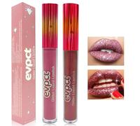 Likesing 2 Piezas Pintalabios Permanente Purpurina Rojo Labiales Mate Larga Duracion Labial Lip Tint Gloss Stain Brillo Tinta Barra de Labios Tinte Labios Lipstick Set Kit (2 Piezas (1,15))