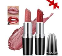 Likesing 2 Piezas Pintalabios Permanente Purpurina Rojo Labiales Mate Larga Duracion Labial Lip Tint Gloss Stain Brillo Tinta Barra de Labios Tinte Labios Lipstick Set Kit Maquillaje Mujer Regalo