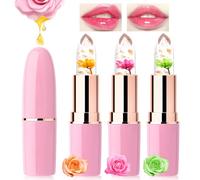 Likesing 3 Piezas Pintalabios Magico Labial Cambia Color PH Labiales Flor Barra de Labios Permanente Bálsamo Labial Hidratante Lip Tint Gloss Brillo Labios Lapiz Regalo Mujeres Niña Maquillaje Kit