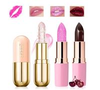 Likesing 3 Piezas Pintalabios Magico Labial Cambia Color PH Purpurina Pintalabios Labiales Barra Labios Permanente Bálsamo Labial Hidratante Lip Tint Gloss Lapiz Kit Maquillaje Regalo Mujere Niña