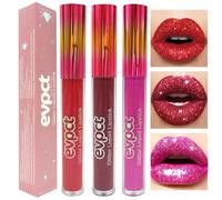 Likesing 3 Piezas Pintalabios Permanente Purpurina Rojo Labiales Mate Larga Duracion Labial Lip Tint Gloss Stain Brillo Tinta Barra de Labios Tinte Labios Lipstick Set Kit Maquillaje Mujer Regalo