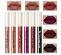 Likesing 6 Piezas Negro Pintalabios Permanente Labiales Mate Larga Duracion Labial Lip Tint Gloss Stain Brillo Tinta Barra de Labios Tinte Labios Black Lipstick Set Maquillaje Kit Regalo Mujer