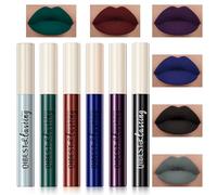 Likesing 6 Piezas Negro Pintalabios Permanente Labiales Mate Larga Duracion Labial Lip Tint Gloss Stain Brillo Tinta Barra de Labios Tinte Labios Black Lipstick Set Maquillaje Kit Regalo Mujer