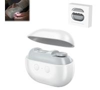 Liketonline Easy Clip Nail Clippers, Liketonline Easyclip Smart Nail Clipper, 2 in 1 Portable Automatic Fingernail Cutter with Light, Nail Scraps Storage and Polishing (White-A)