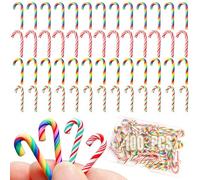 LIKETURE 100 bastones de caramelo falsos para decoración de Navidad, bastón de caramelo sintético, muleta trenzada de arcilla para decoración de árbol de Navidad, mini bastón de caramelo falso, adorno