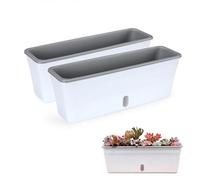 LIKEUDO Paquete de 2 Macetas Inteligentes Jardineras de Riego Automático para Alféizar de Ventana, Perfectas para Jardinería Interior y Balcón
