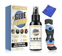 LIKFCBOND Quita Pegamento Adhesivo, Disolvente Pegamento, Spray Quita Adhesivos, Eliminador de Etiquetas y Adhesivos, Spray Adhesivo Viene con Raspador Elimina Rápidamente Residuos de Adhesivo - 100ml