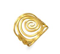 LIKGREAT Anillo Abierto Espiral para Mujeres y Hombres Anillos de Acero Inoxidable de Tamaño Ajustable Joyas Amuleto de Protección para Cumpleaños Familiar (Oro, Ajustable)