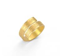 LIKGREAT Anillo Ayatul Kursi Ajustable de Acero Inoxidable Anillo Versículo del Corán con Caligrafía Árabe Joyería Islámica de Fe y Protección para Eid y Ramadán (Oro)