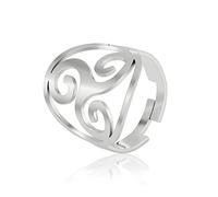 LIKGREAT Anillo Celta Triskele Triquetra Anillos Triskelion Anillo Celta Antiguo Nudo de Trinidad en Espiral Amuleto Ajustable GProtección Regalos de Joyería para Mujeres Navidad (Estilo 2-Plata)