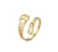 LIKGREAT Anillo de Colibrí Anillo de Acero Inoxidable Ajustable con Pájaro y Flor Símbolo de Amor y Suerte Joyería de Animales para Mujer (Oro)