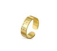 LIKGREAT Anillo Hebreo del Tetragrámaton Nombre de Dios Jehová Anillo de Acero Inoxidable Joyería de Amuleto Judío Cristiano para Mujer (Oro)