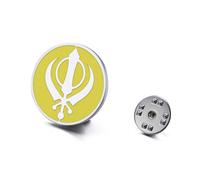 LIKGREAT Broche Espada Khanda Sij Acero Inoxidable Alfiler Insignia Símbolo Kara Sijismo Amuleto Religioso Joyería para Hombre y Mujer para Rakhi (Plata)