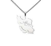 LIKGREAT Collar con colgante de mapa de Irán con caligrafía persa, de acero inoxidable, cultural iraní y farsi, joyería patriótica de la paz, one size, Acero inoxidable, Sin piedra preciosa