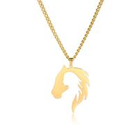 LIKGREAT Collar con colgante de niña y caballo Amante de los caballos Collares Encanto Amistad Joyería de acero inoxidable Regalos de caballos para niñas Mujeres Cumpleaños Aniversario (Oro)