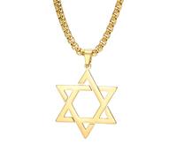 LIKGREAT Collar Estrella de David para Hombre y Mujer Colgante Hexagonal de Acero Inoxidable Joyería Religiosa Judía de Protección para Janucá (Oro)