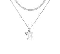 LIKGREAT Collar Hebreo Chai Collar Símbolo de la Vida Joyería Amuleto de Bendición Religiosa Judía Israel Janucá (estilo2 plata)