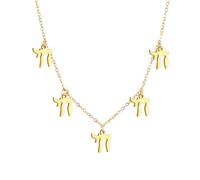 LIKGREAT Collar Hebreo Chai Collar Símbolo de la Vida Joyería Amuleto de Bendición Religiosa Judía Israel Janucá (estilo3 oro)