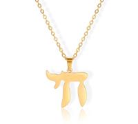 LIKGREAT Collar hebreo judío Chai con símbolo de Chai, colgante judío de acero inoxidable para hombres y mujeres, amuleto árabe, joyería de cadena religiosa, Lac Lac Acero Inoxidable, No es una piedra