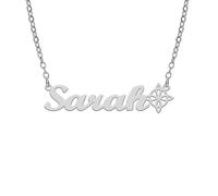 LIKGREAT Collar Nudo de Bruja Personalizado con Nombre Collar Wicca Hechicería Amuleto Místico de Protección para Mujer (Plata)