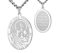 LIKGREAT Collar San Judas Collar Colgante Medalla St. Jude Santo Patrón Amuleto Joyería de Protección Religiosa para Hombre Mujer (Plate)