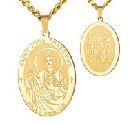 LIKGREAT Collar San Judas Collar Colgante Medalla St. Jude Santo Patrón Amuleto Joyería de Protección Religiosa para Hombre Mujer (Oro)