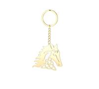 LIKGREAT Llavero Cabeza de Caballo con Nudo de Bruja Celta Colgante de Caballo en Acero Inoxidable Amuleto Wiccano de Protección Espiritual para Mujer y Hombre (Oro)